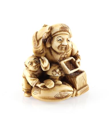 Netsuke eines Mannes mit karako, - Asiatica