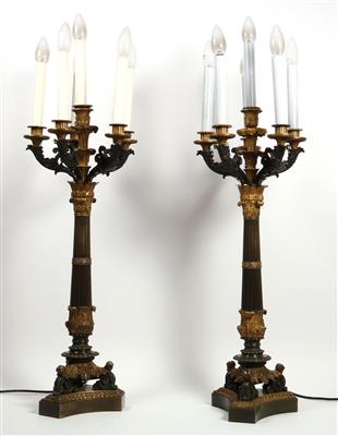 1 Paar sechsflammige Stehlampen, - Antiques