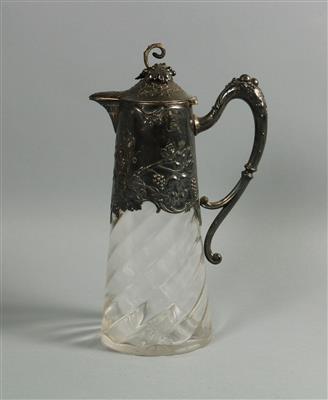 Deutscher Glaskrug mit Silbermontierung, - Antiquitäten