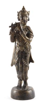 Bronzefigur mit Flöte, - Antiquitäten