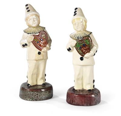 zwei Harlekins mit Herz, Wiener Kunstkeramische Werkstätte, um 1910/15 - Antiques