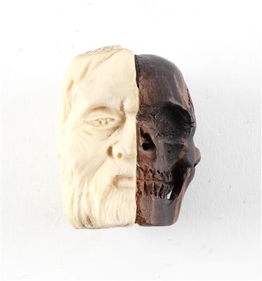 Netsuke eines Kopfes/Totenschädels, - Antiquitäten