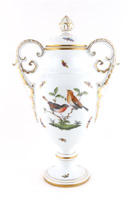 Vase mit Deckel Höhe 38 cm und 1 Deckeldose Höhe 11,5 cm, Dm. 18 cm, - Antiquariato