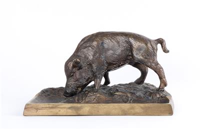 Wildschwein mit Federablage, - Antiques