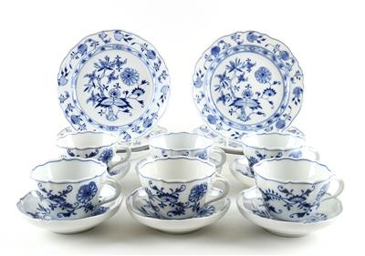 Zwiebelmuster 6 Teetassen mit 6 Untertassen, - Antiques