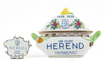 2 Herend Verkaufsschilder, - Antiquitäten, Historische Textilien und Trachtenschmuck