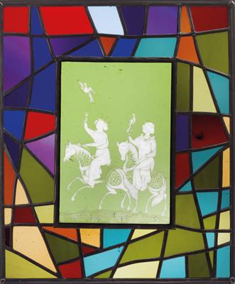 Lieselott Walz Glas-Bild signiert LW und ihr Buch "Glaskunst" Leben und Werk der Künstlerin, - Starožitnosti