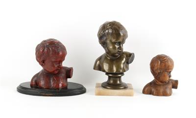 Kinderbüste und zwei Bozetti, - Antiquariato