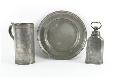 Schraubflasche, Krug, Teller, - Antiquitäten