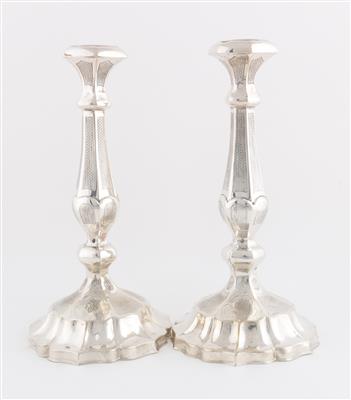 Paar österreichische Silber Kerzenleuchter, - Silver