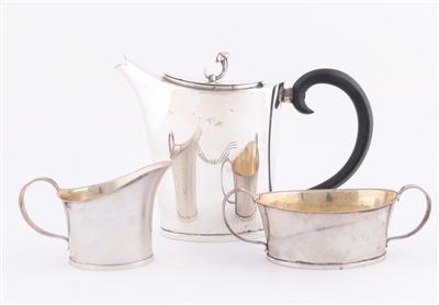 Schwedische Silber Kaffeegarnitur mit Innenvergoldung, - Silber
