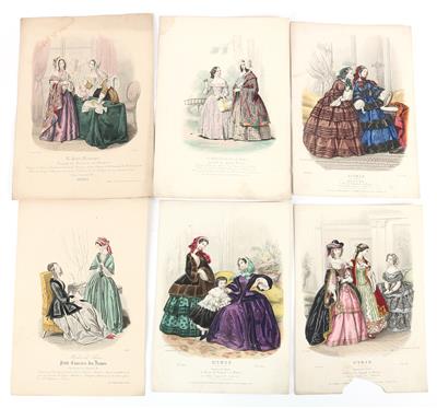 35 verschiedene colorierte Modekupfer aus der Zeitschrift"Moniteurs des Modes", - Antiques