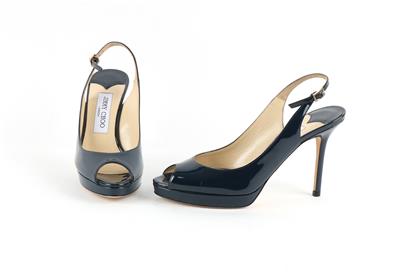 1 Paar Jimmy Choo Slingback Peeptoe Pumps, - Antiquitäten - Saisonabschlussauktion