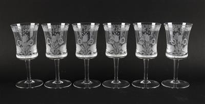 4 Wasser-oder Biergläser Höhe 11 cm, 6 Weingläser Höhe 14,5 cm, - Antiquitäten - Saisonabschlussauktion