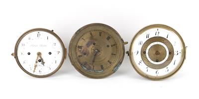 Fünf Stockuhrwerke des 19. Jh. - Antiques, clocks, scientific Instruments and models