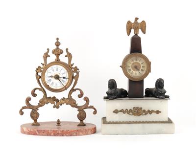 Zwei Jahrhundertwende Miniatur Tischuhren - Antiquitäten, Uhren, historische wissenschaftliche Instrumente und Modelle