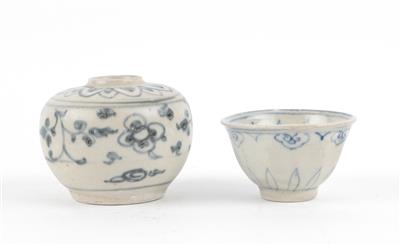 Blau -weiße Vase, Schälchen, - Antiques