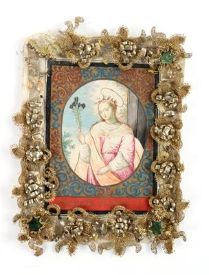 Pergamentbild Sancta Rosalia, - Antiques