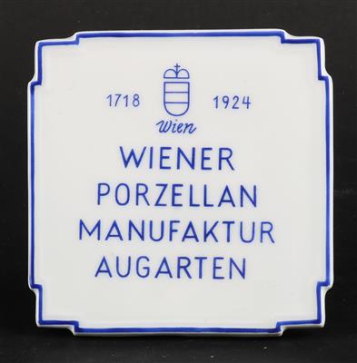 Porzellanschild der Wiener Porzellanmanufaktur Augarten, - Antiquariato