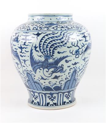 Blau-weiße Vase, - Antiques