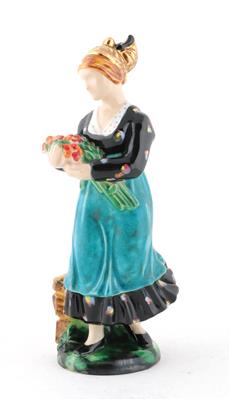 Frau in Tracht mit Blumen, - Antiquariato