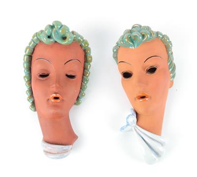 2 Wandmasken, - Antiquariato