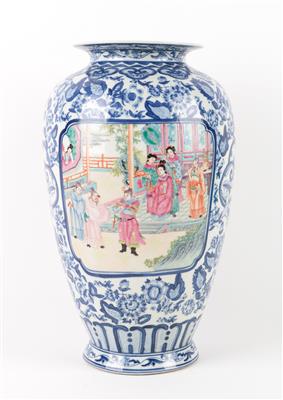Blau-weiß-Famille rose Vase, - Antiquitäten