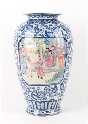 Blau-weiß-Famille rose Vase, - Antiquariato