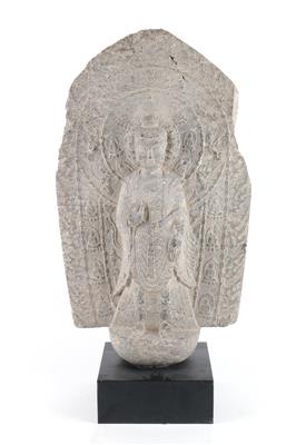 Stele eines stehenden Buddha, - Asiatika