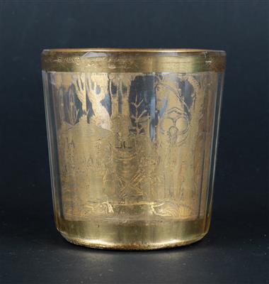 Zwischengoldglas mit Hubertus- Hirsch, - Antiquitäten