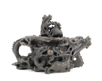 Zisha Teekanne mit Drachen, - Antiquitäten