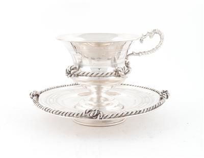 Silber Kaffeetasse mit Untertasse, - Silver