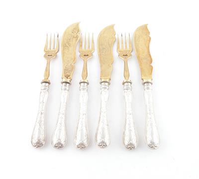 Wiener Fischbesteck für 3 Personen, - Silver