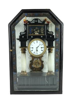 Biedermeier Portaluhr mit Vitrine - Antiquitäten