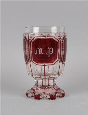 Freundschaftsbecher mit Monogramm M. P., - Antiques