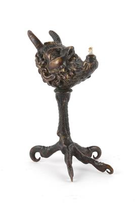 Öllampe in Form eines Teufelskopfes, - Antiquitäten