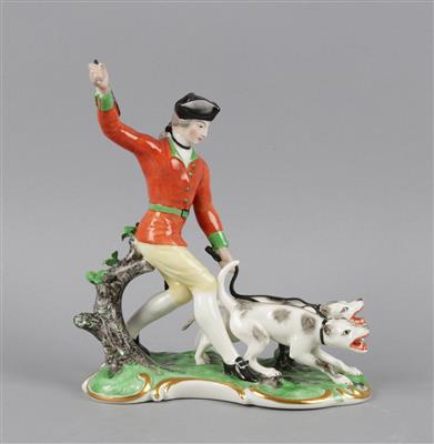 Piqueur mit 2 Jagdhunden, - Antiques