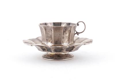 Wiener Silber Tasse mit Untertasse von 1861, - Antiques