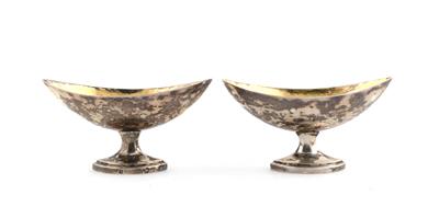 Paar Silber Gewürzschälchen mit Innenvergoldung, - Antiquitäten