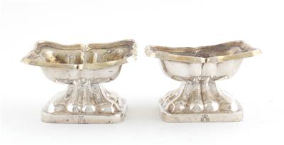 Paar Silber Gewürzschälchen von 1857, - Antiquitäten