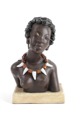 Büste einer Schwarzafrikanerin-Buchstütze, - Antiquitäten