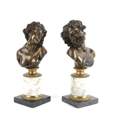 Bacchus und Bacchante, Bronzebüsten, - Antiques