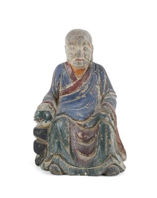 Figur eines sitzenden Mönches - Antiquariato