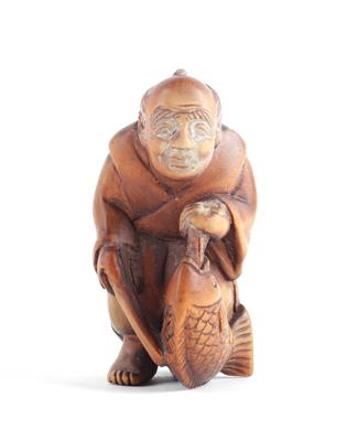 Netsuke eines Fischers, - Asiatika und islamische Kunst