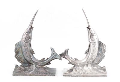 2 Buchstützen in Fischform, - Antiques