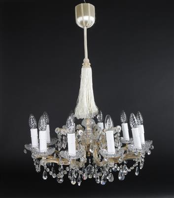 Glasluster in Kronenform, - Antiques