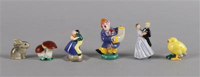 Anton Klieber, 6 kleine Keramikfiguren: - Antiquitäten