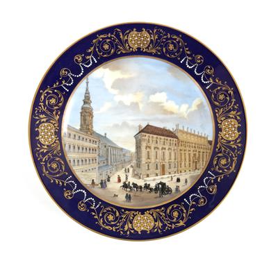 Teller mit Ansicht der Augustinerkirche und dem Palais Lobkowitz in Wien, - Antiques