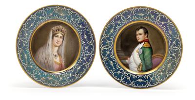 Napoleone Buonaparte und Joséphine de Beauharnais, Paar Porträtteller, - Antiquariato