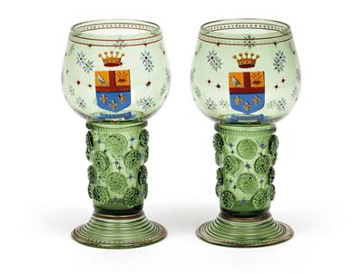 Paar Lobmeyr-Pokale mit Wappen, - Antiquariato